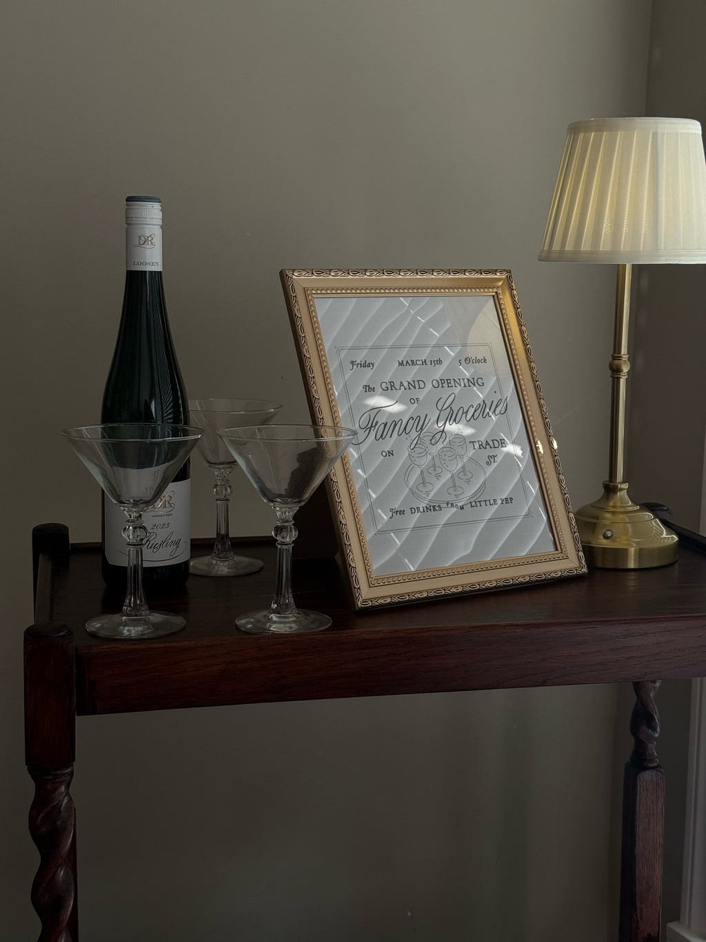 Vintage Wooden Bar Cart